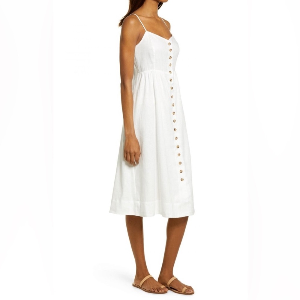 Madewell Linen-Cotton Cami Button-Front Midi Dress - Like New - Picture 5 of 15